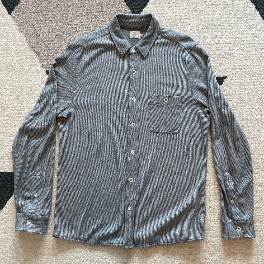 Faherty Men’s Legend Grey Harringbone Shirt